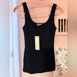 All Things Golden Black Ribbed Tank Top